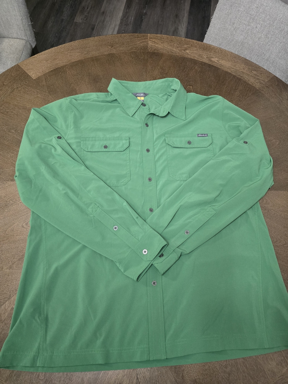 Eddie Bauer Men's Green Long-Sleeve Button Shirt Xl